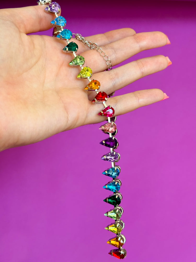 Rainbow Rhinestone Necklace