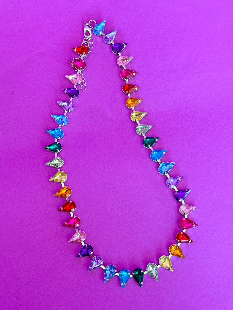 Rainbow Rhinestone Necklace