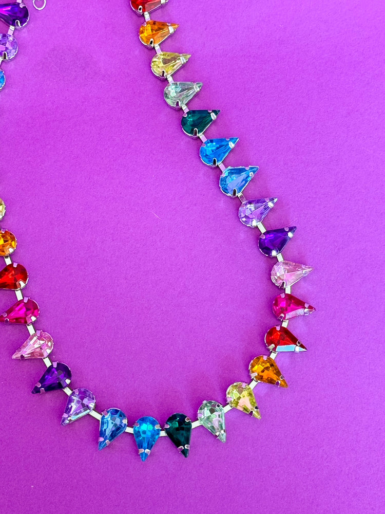Rainbow Rhinestone Necklace