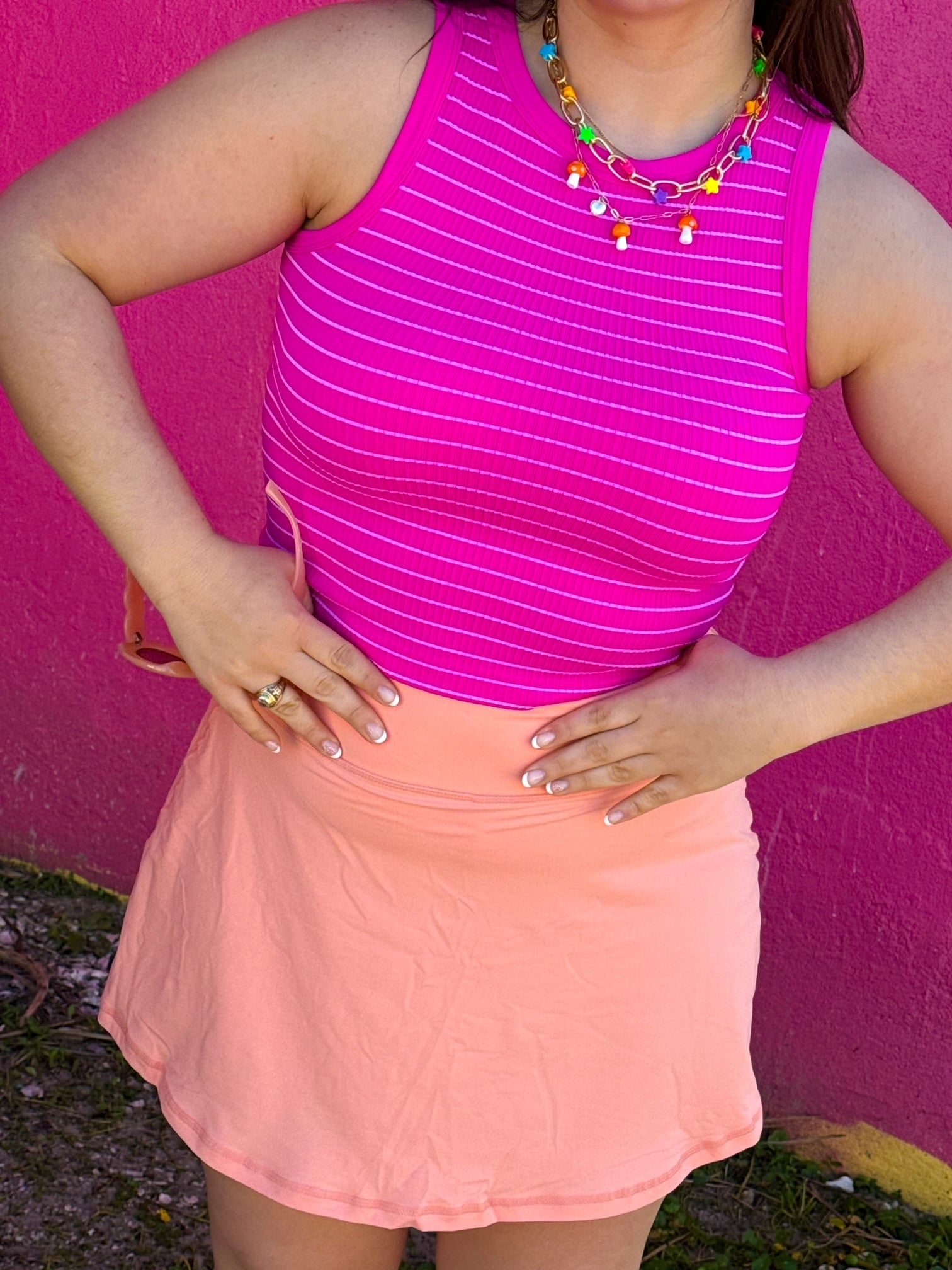 Hot Pink Striped Tank (S-3XL)