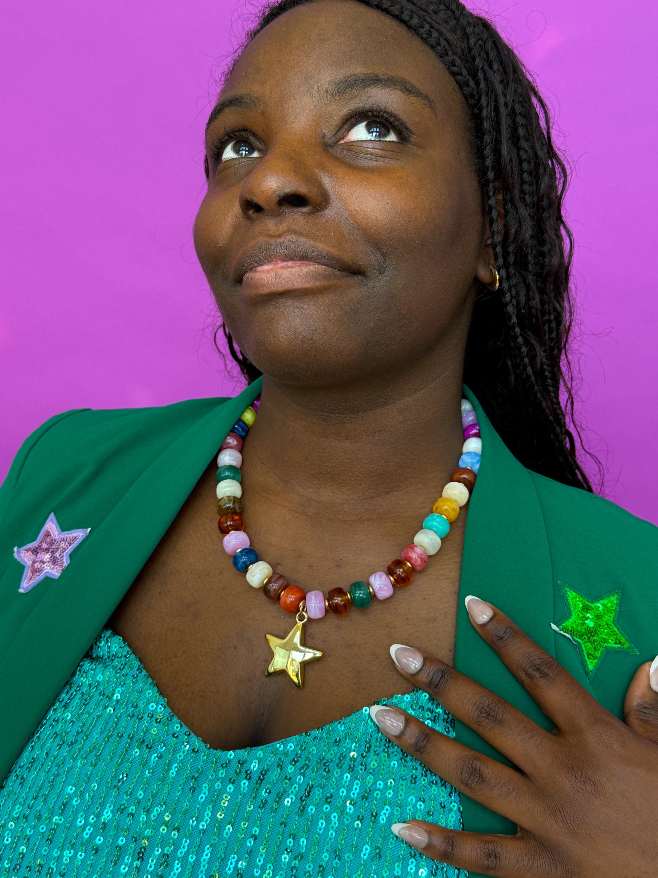 Rainbow Star Beaded Necklace