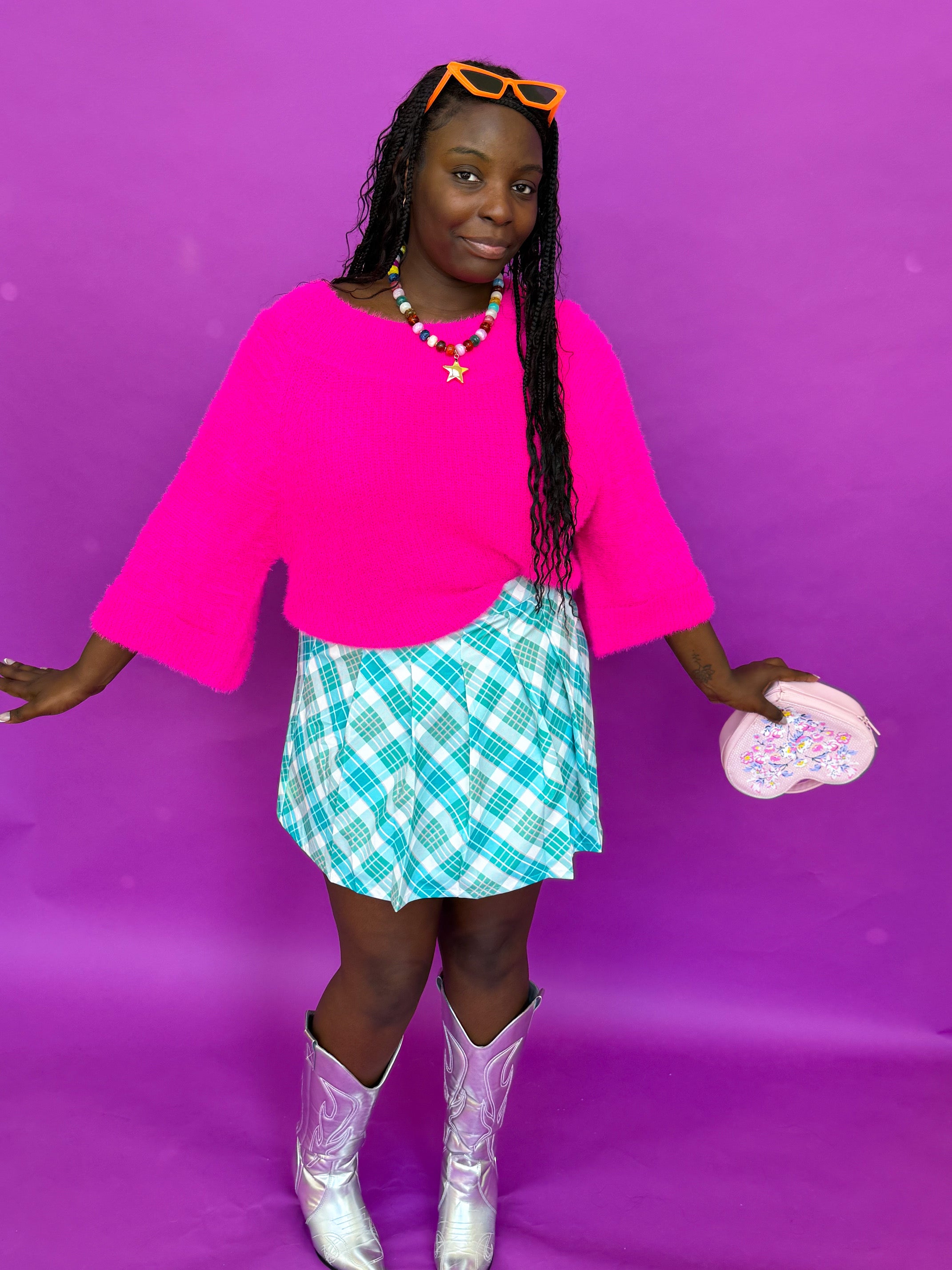 Tickled Pink Fuzzy Sweater (S-3X)