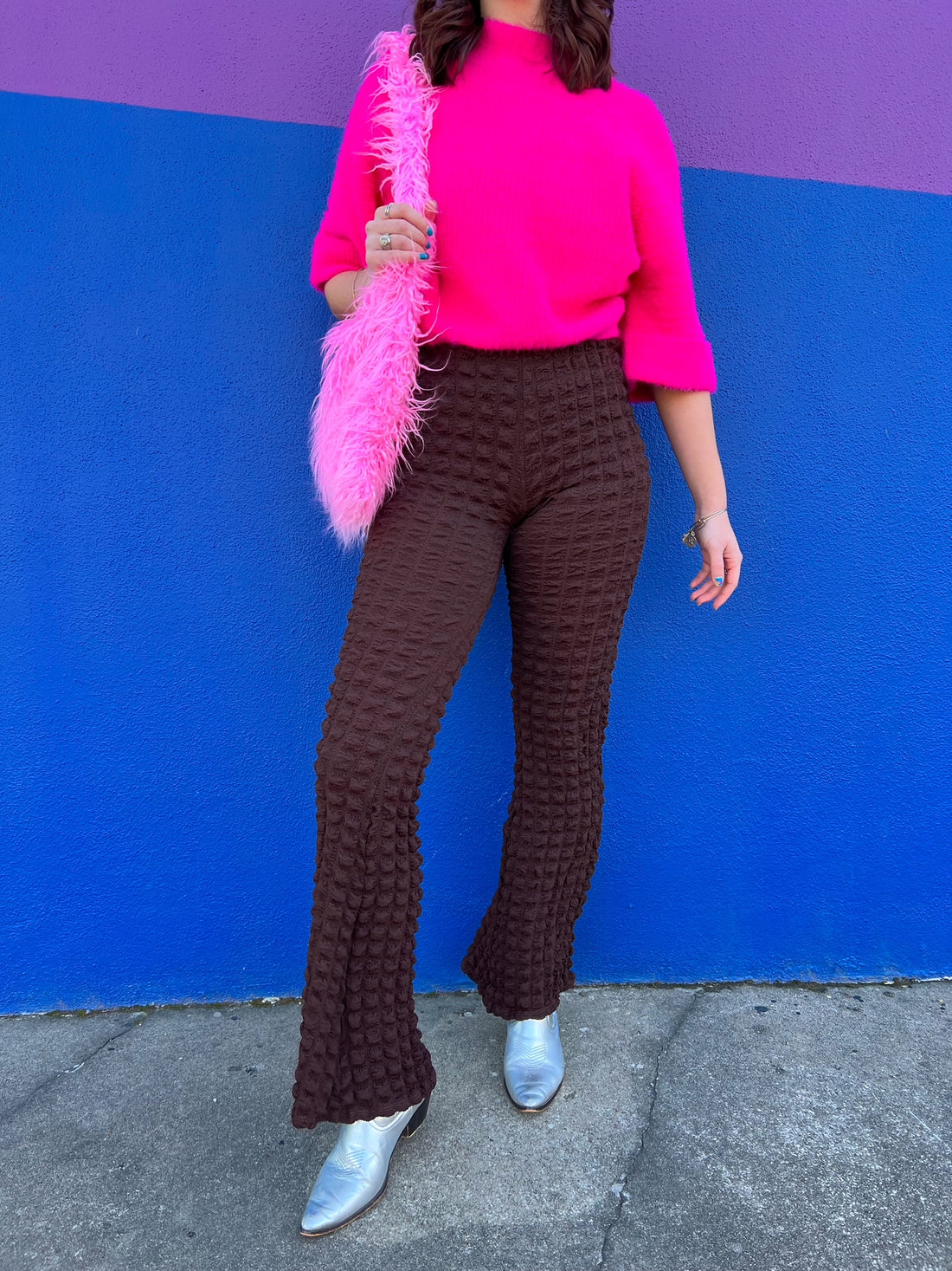 Tickled Pink Fuzzy Sweater (S-3X)