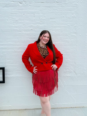 Rodeo Fringe Skirt in Red (S-3XL)