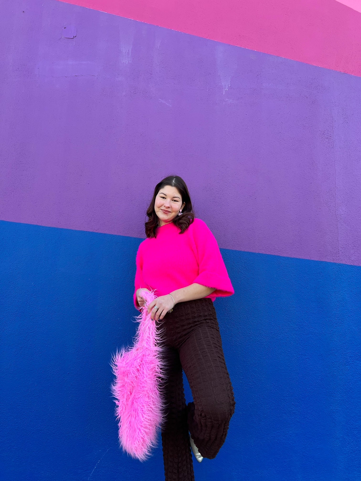 Tickled Pink Fuzzy Sweater (S-3X)