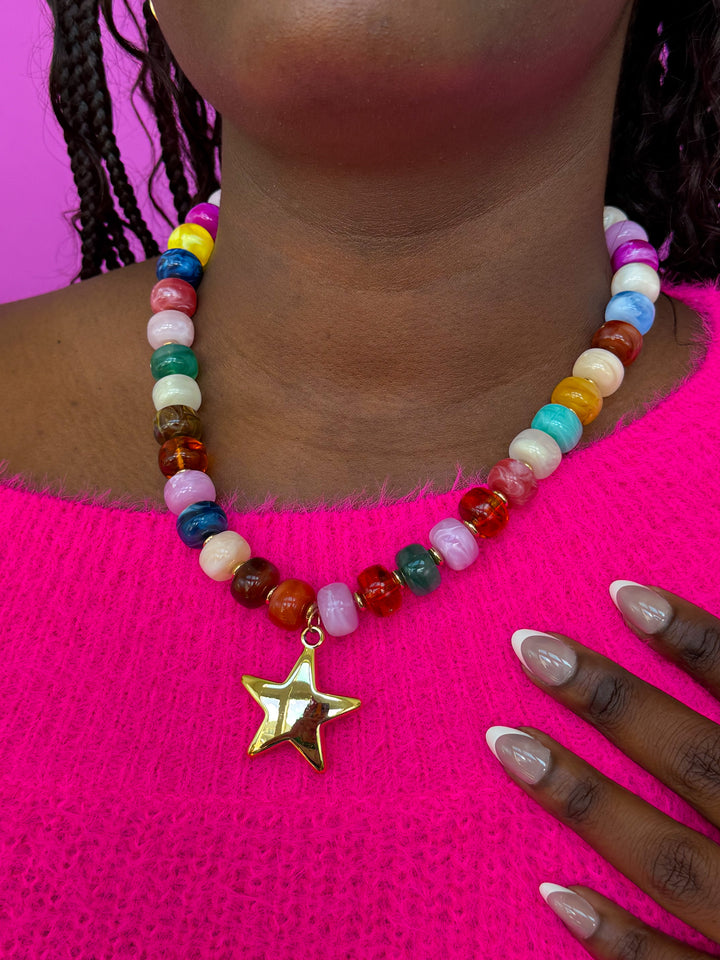 Rainbow Star Beaded Necklace