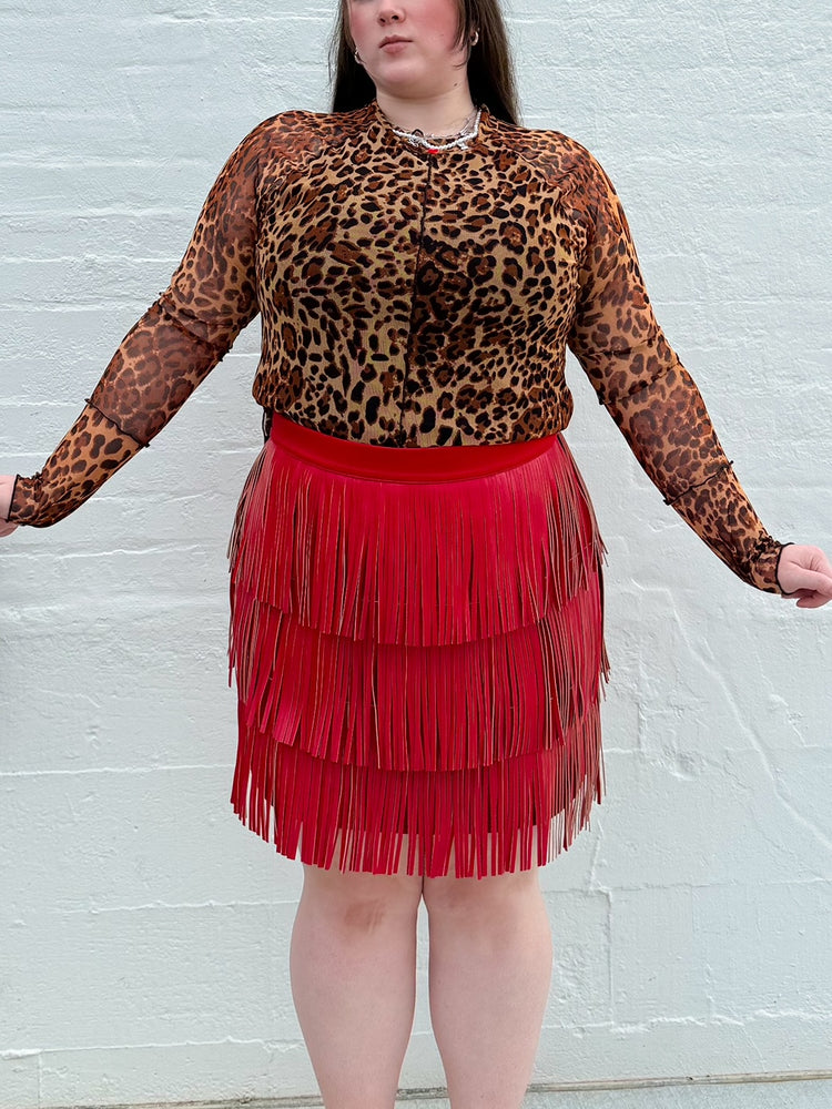 Rodeo Fringe Skirt in Red (S-3XL)