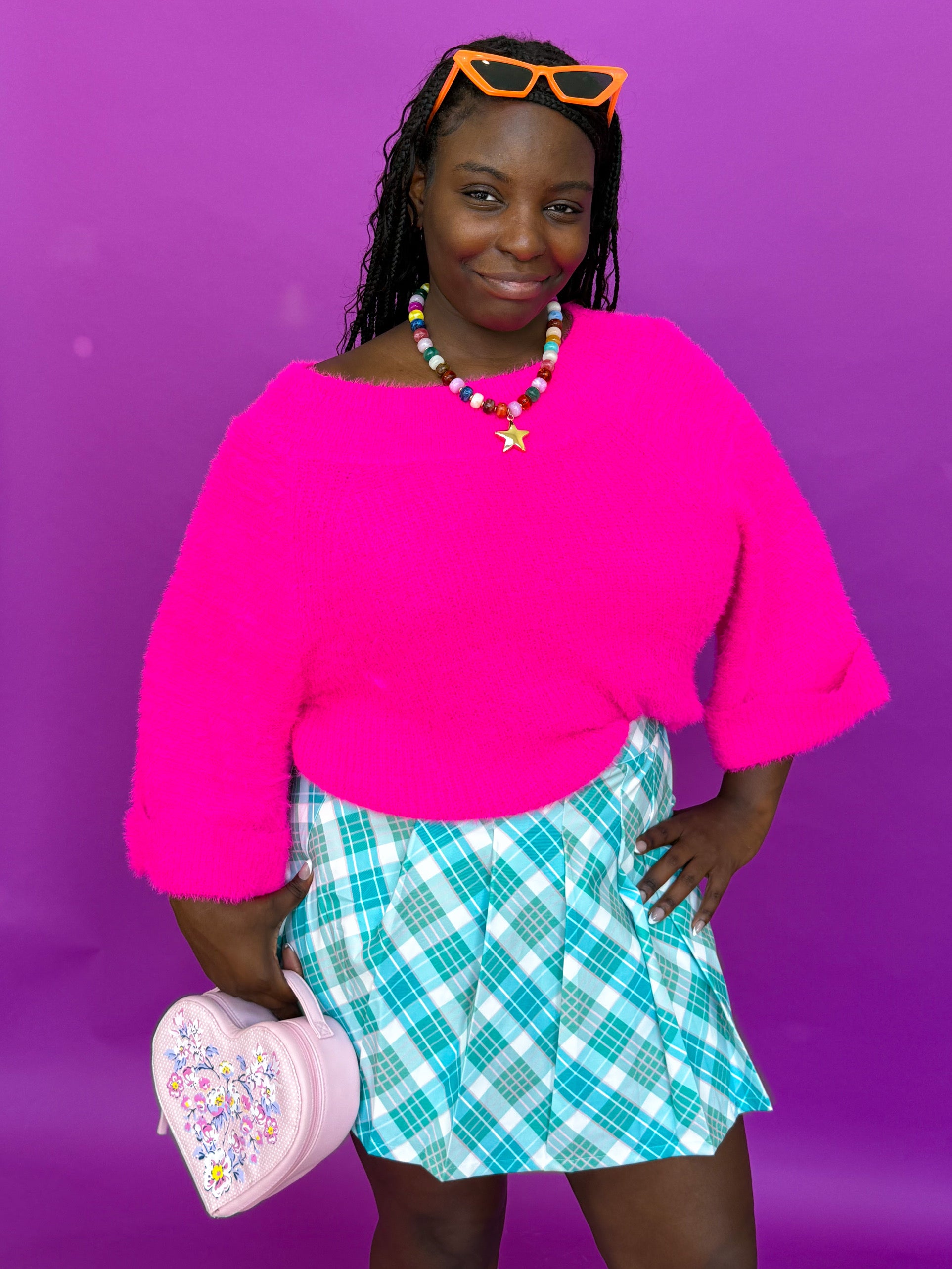 Tickled Pink Fuzzy Sweater (S-3X)