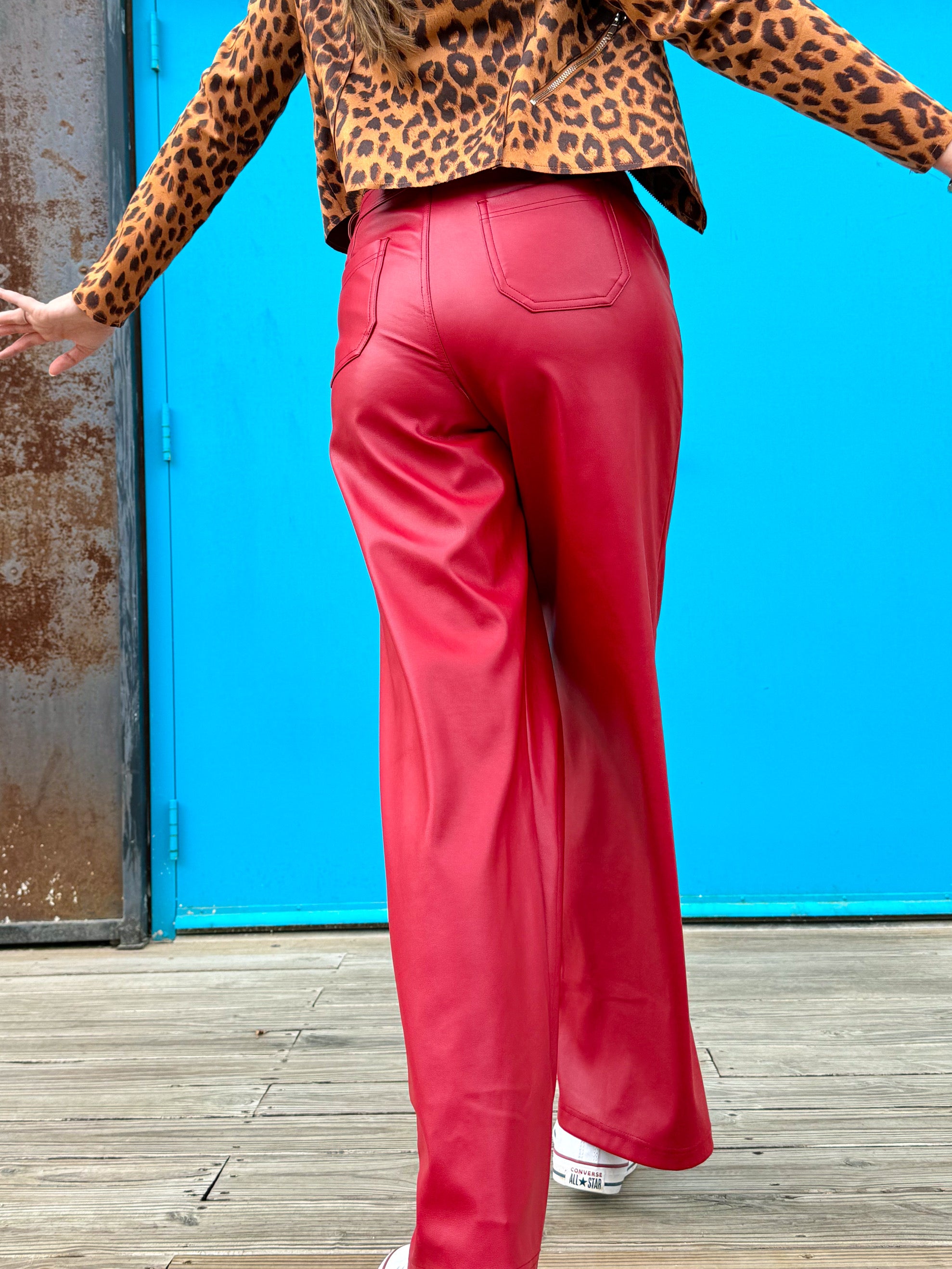 Red Licorice Leather Pants (S-3XL)