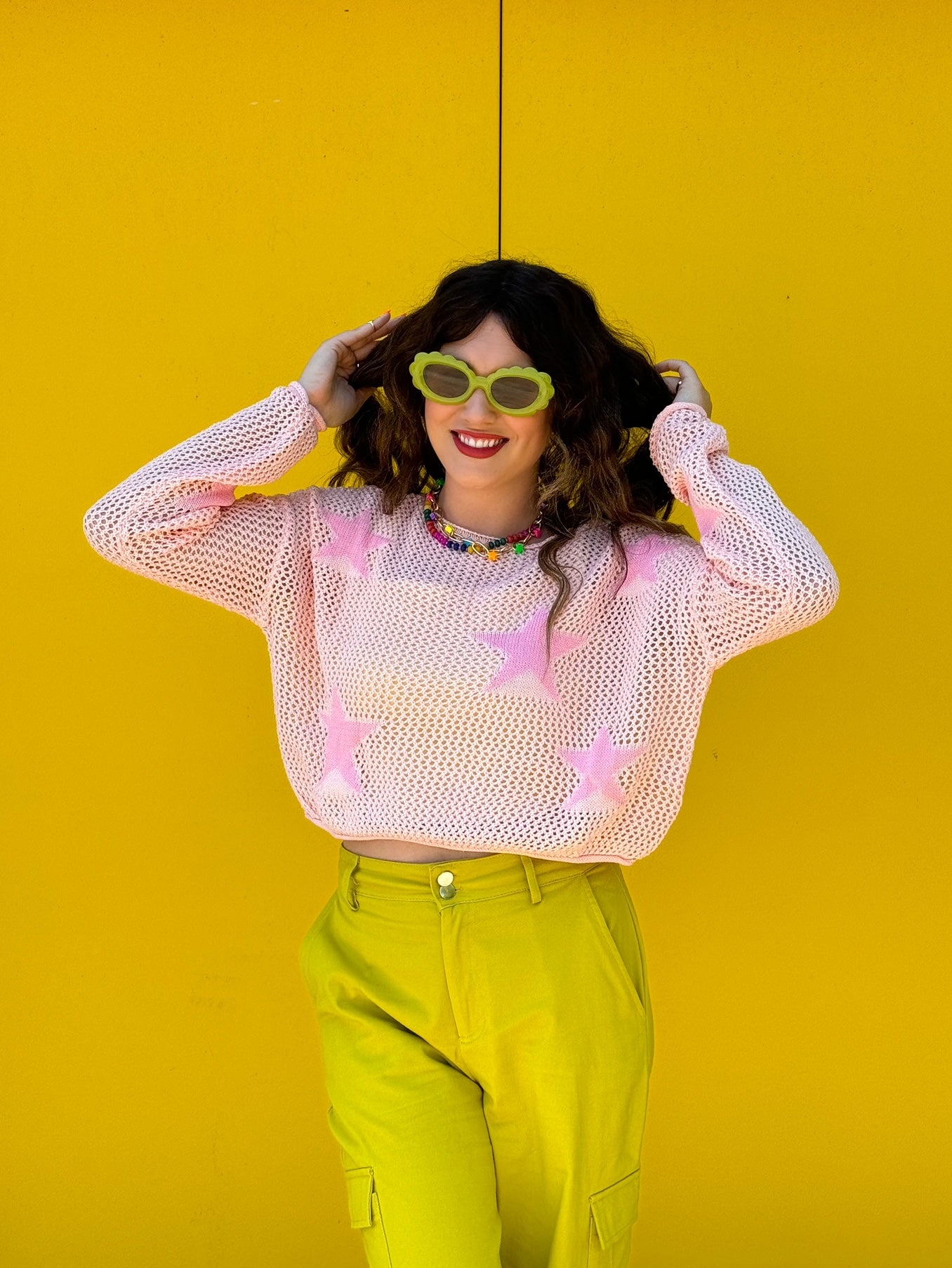 Pink Mesh Star Layering Top (S-3XL)