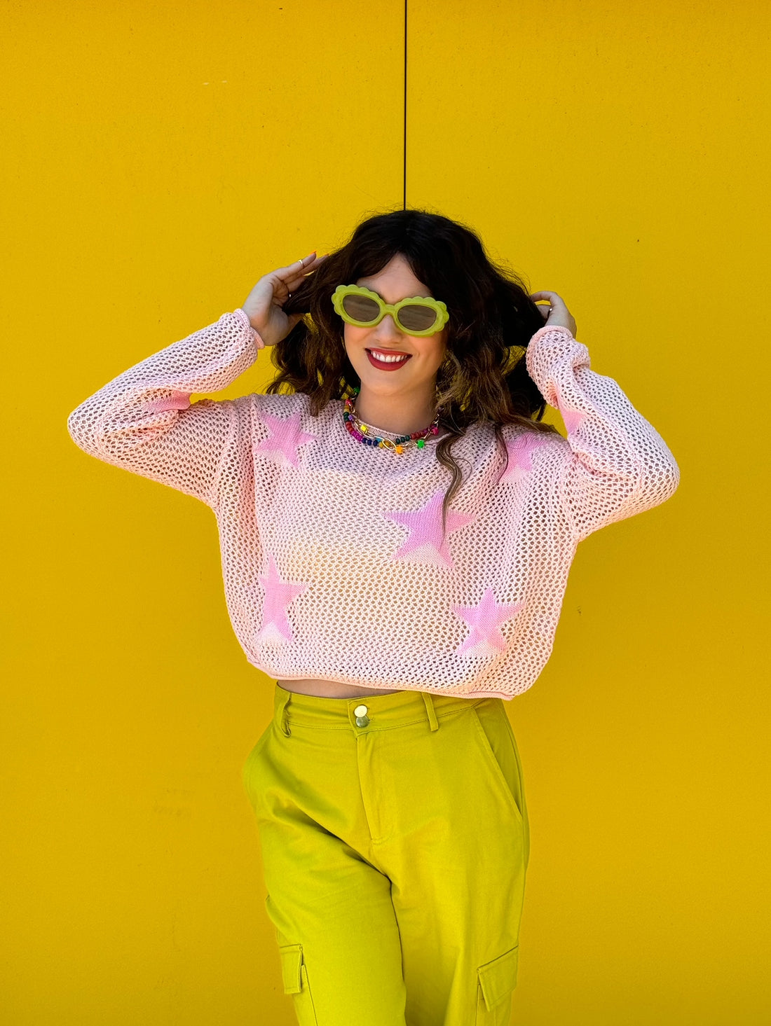 Pink Mesh Star Layering Top (S-3XL)