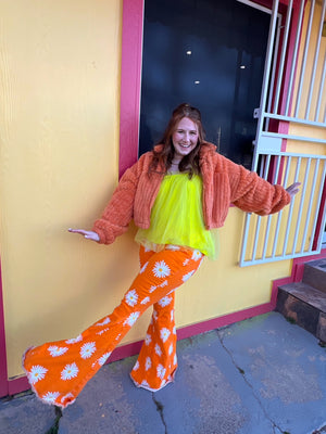 Orange Fuzzy Cropped Jacket