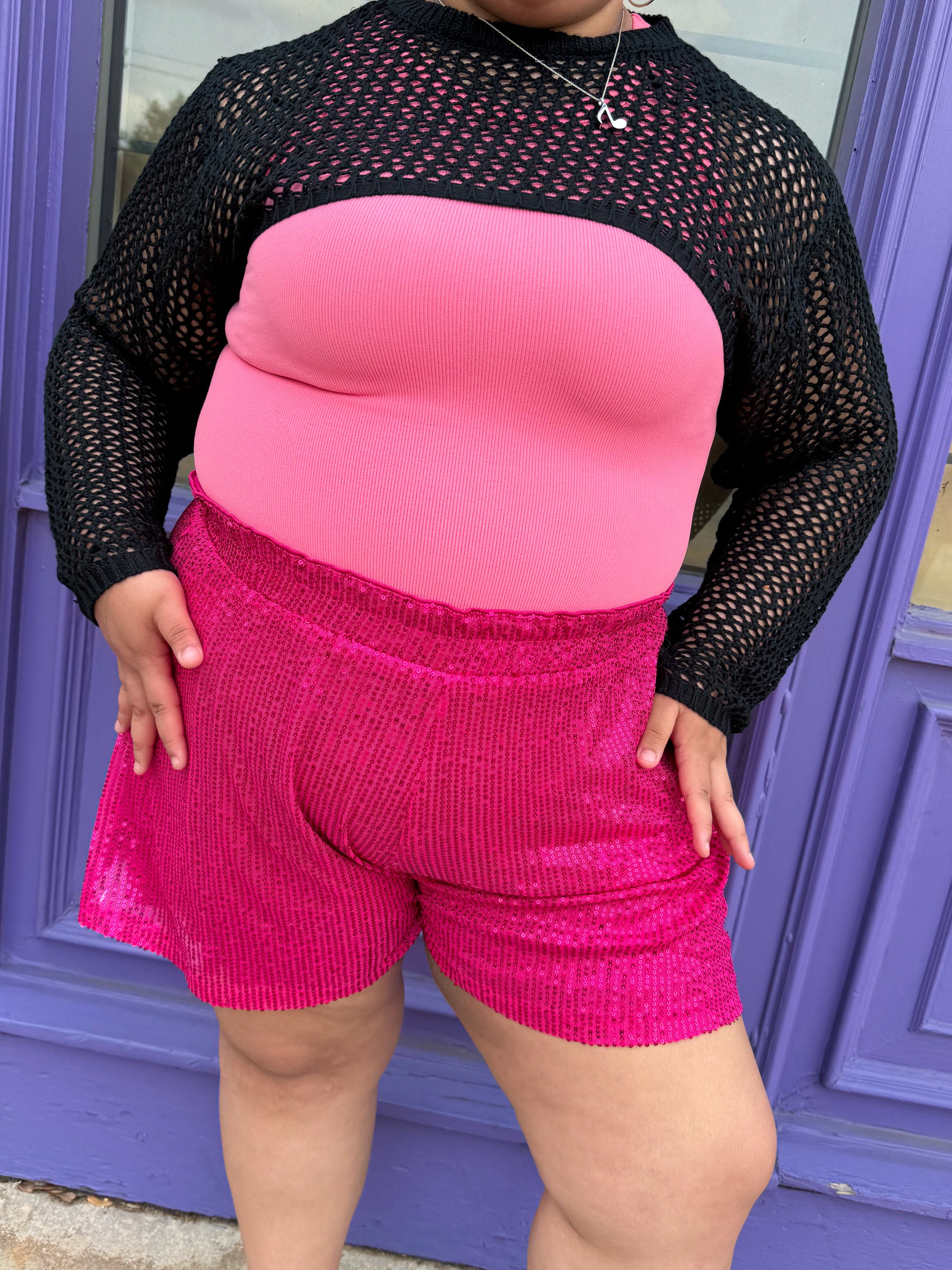 Pink Sequin Shorts (S-3XL)