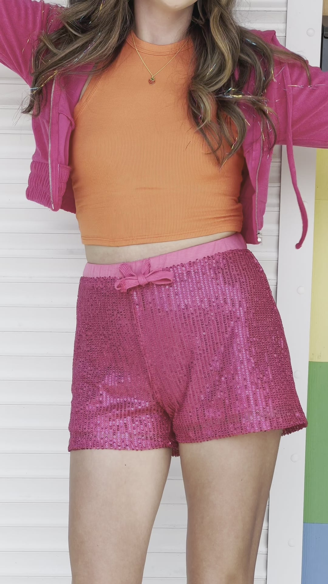 Pink Sequin Shorts (S-3X)