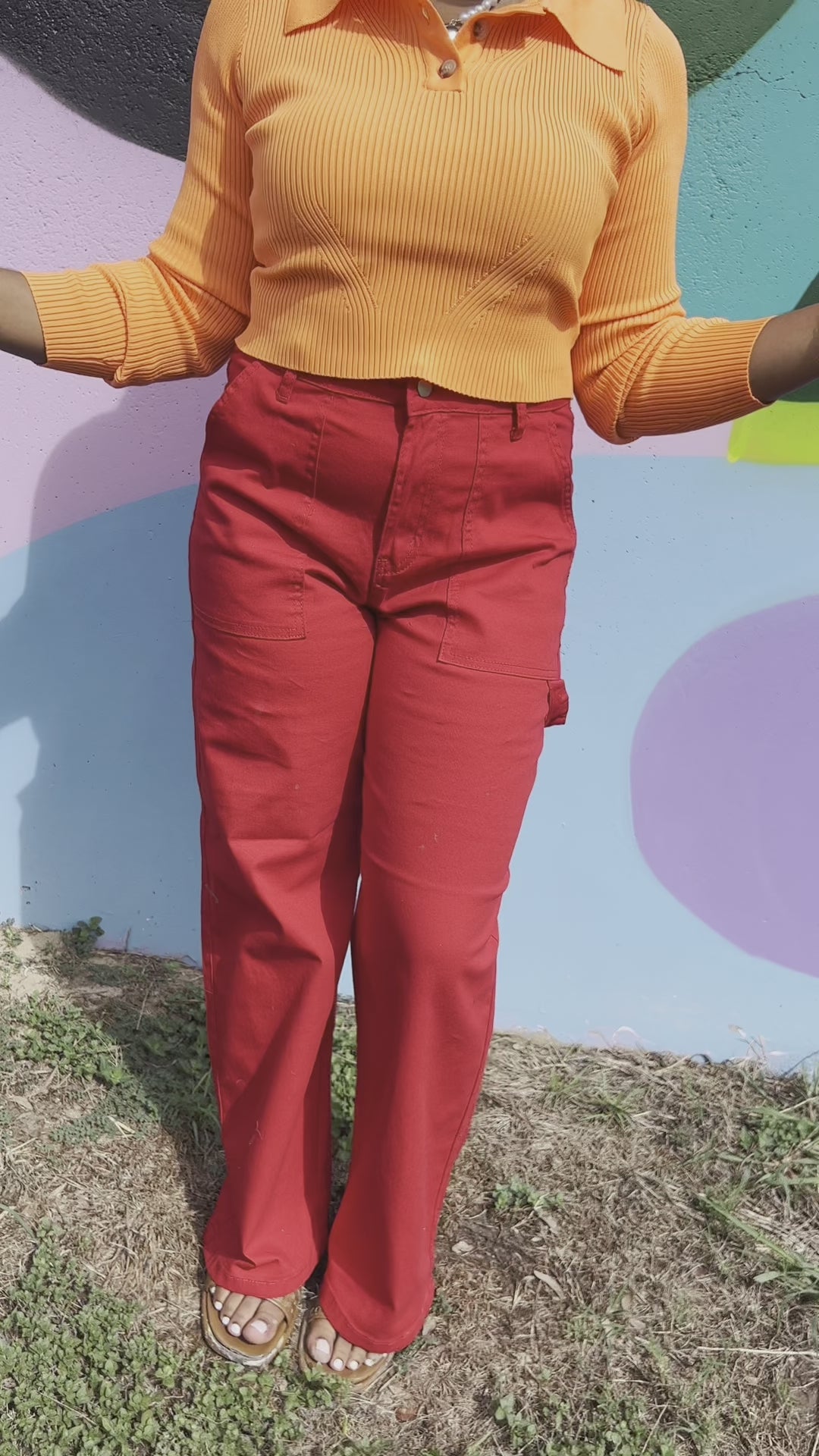 Cherry Red Cargo Pants (S-3XL)