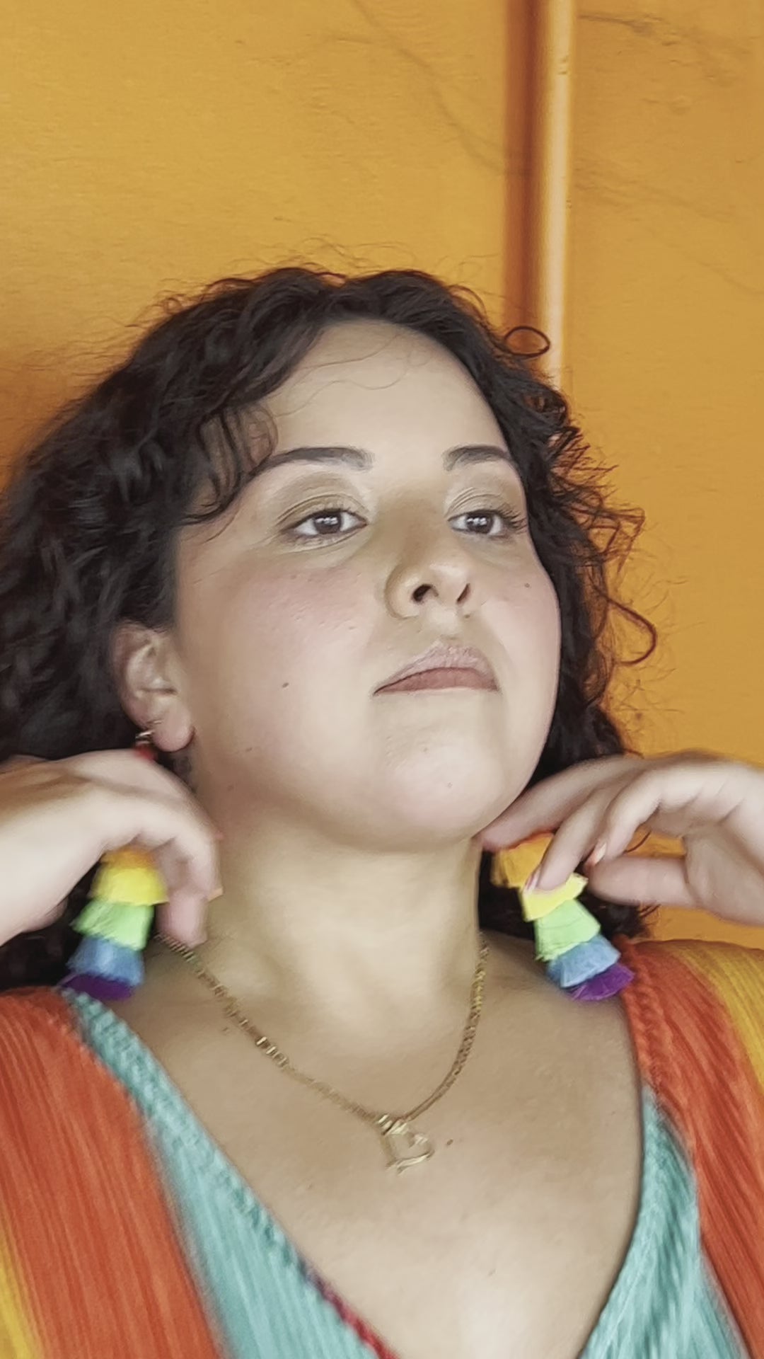 Rainbow Tassle Earrings
