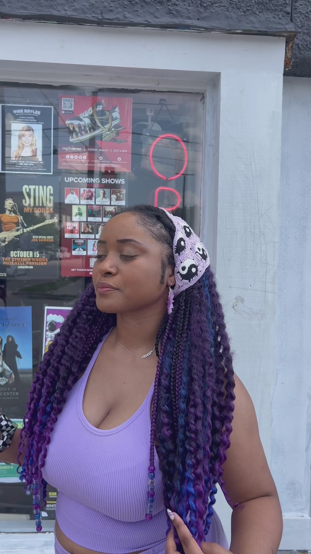 Purple Yin Yang Head Scarf