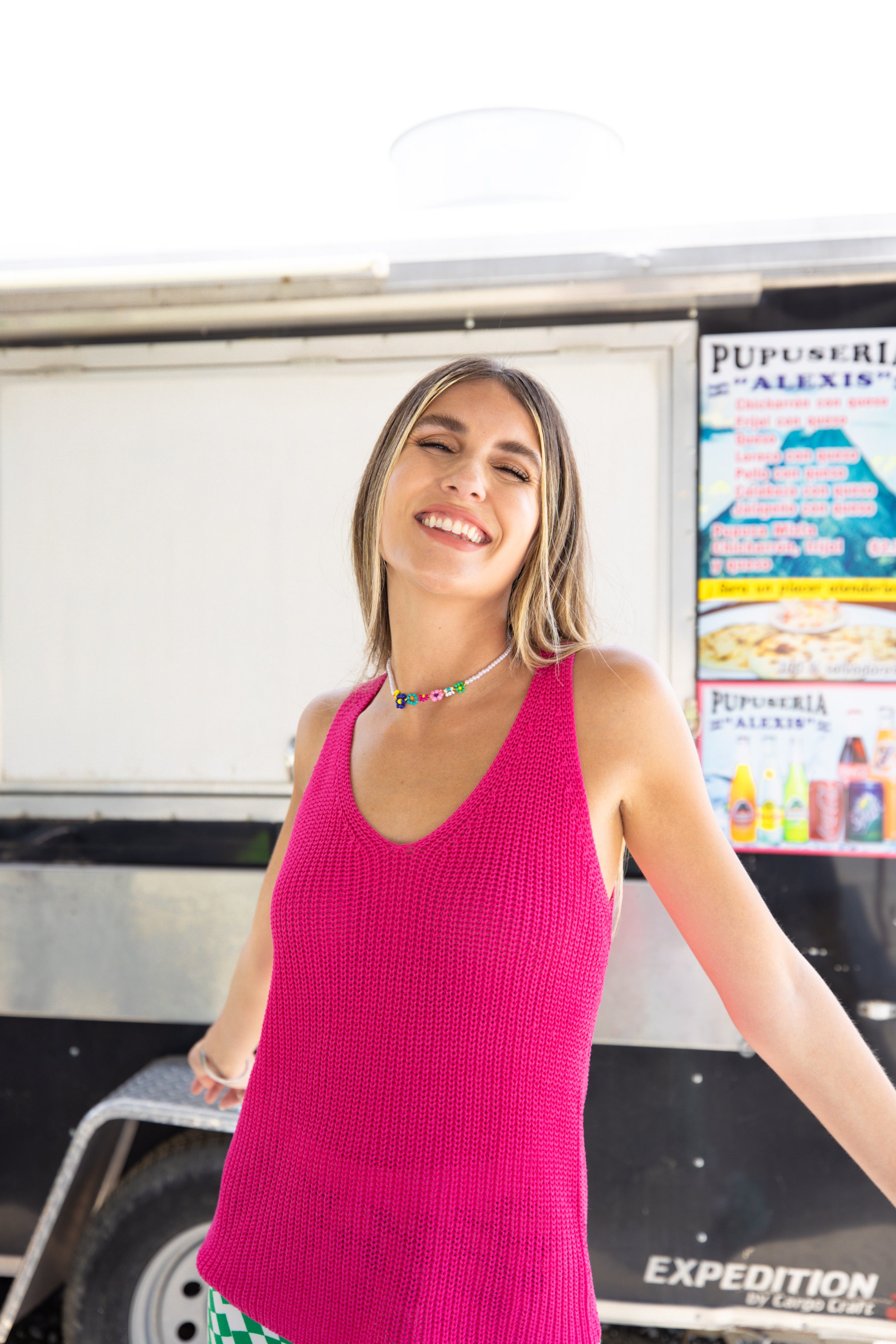 Get a Clue Pink Knitted Tank (S-L)