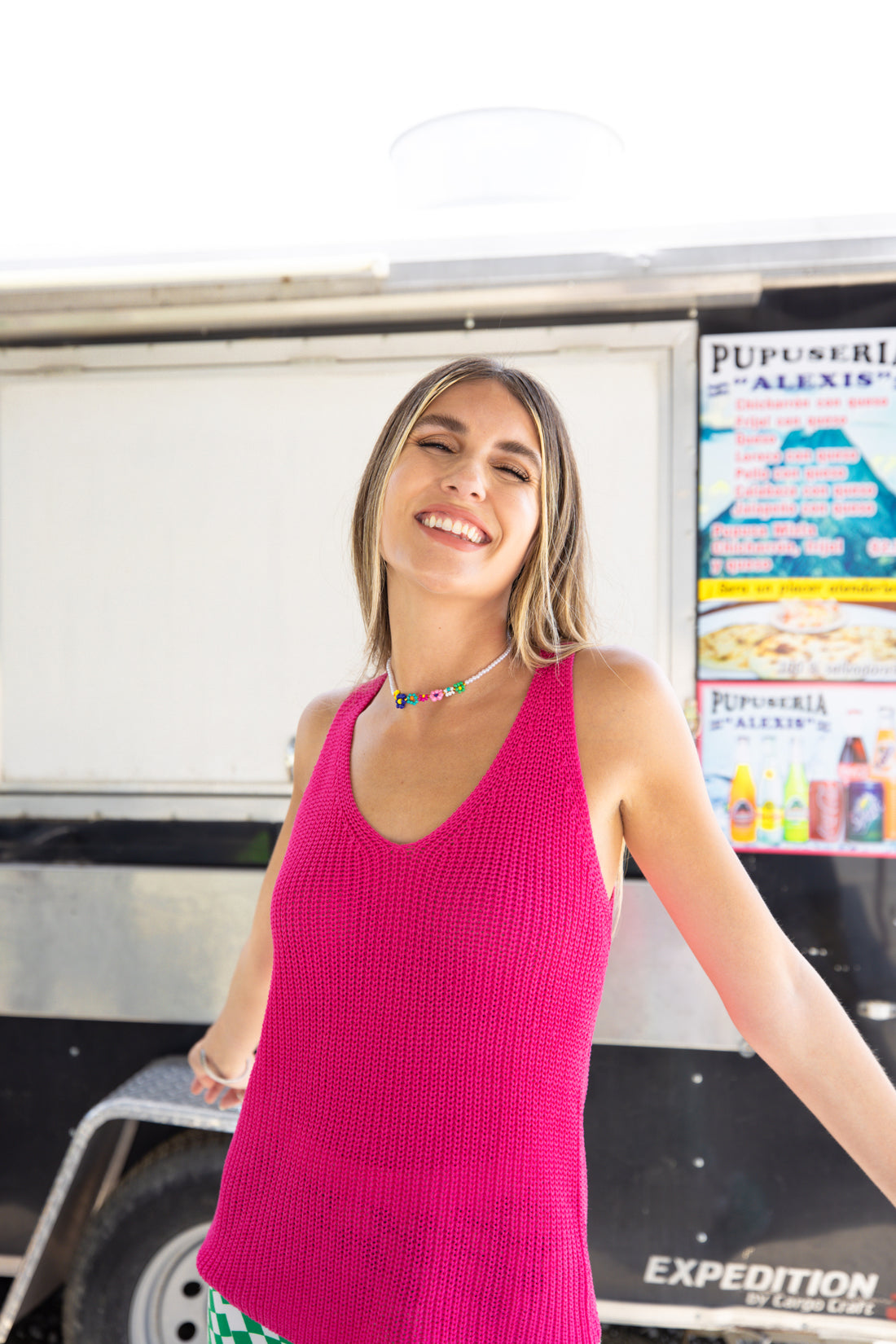 Get a Clue Pink Knitted Tank (S-L)