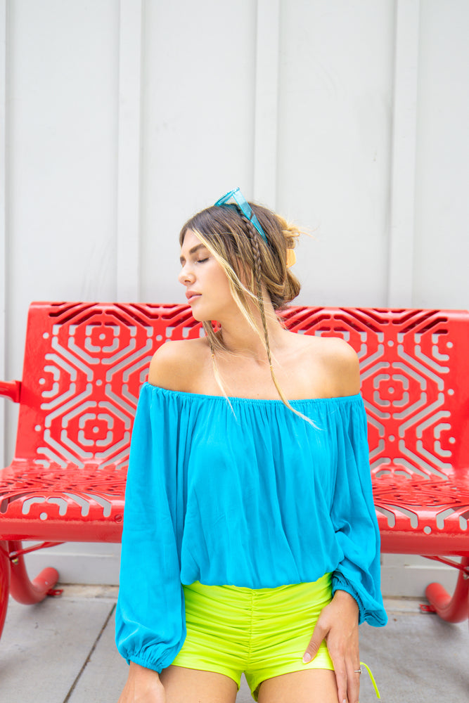 Blue Raspberry Snowcone Off the Shoulder Top