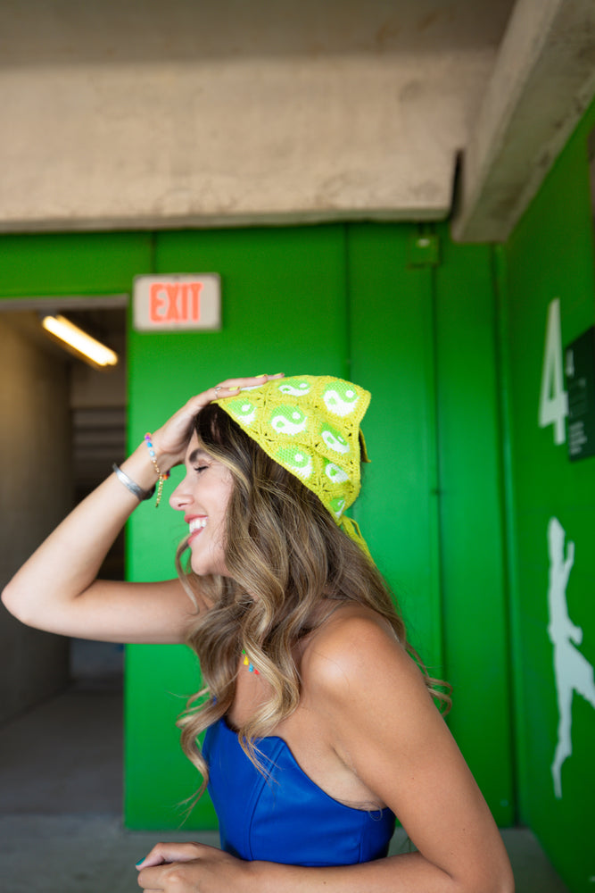 Green Yin Yang Crochet Head Scarf