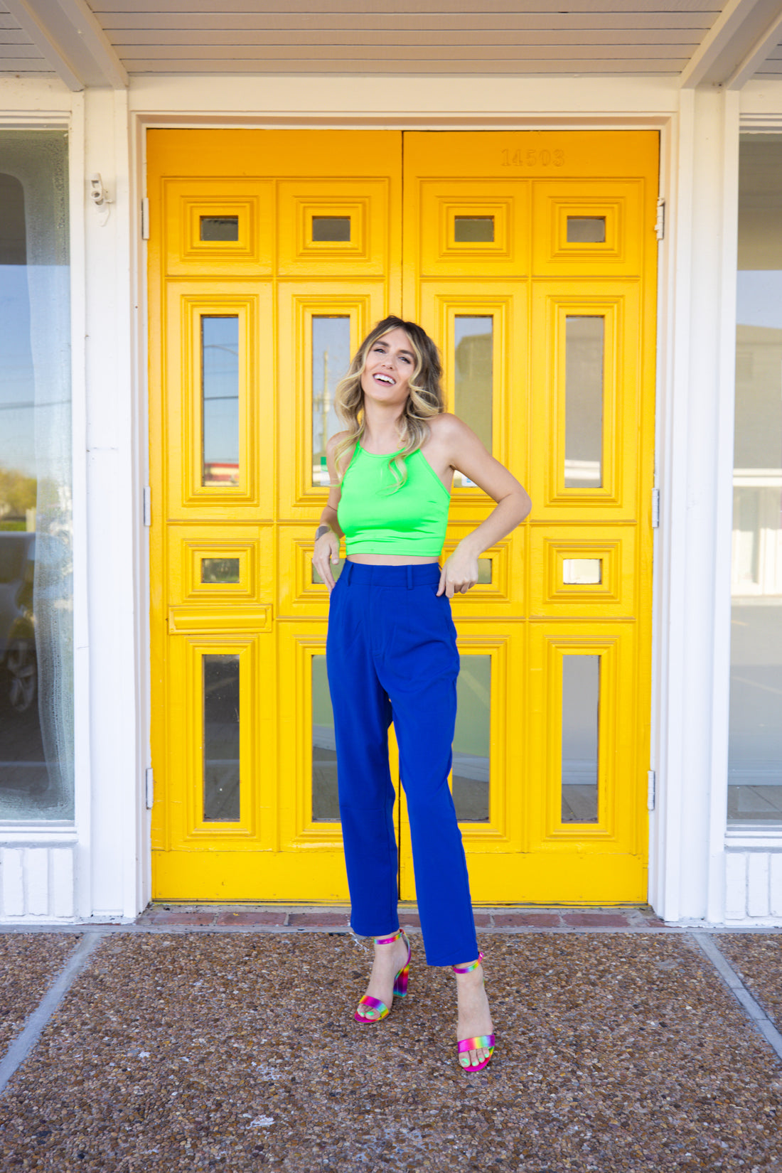 Happy Life Tank in Lime Green (medium)