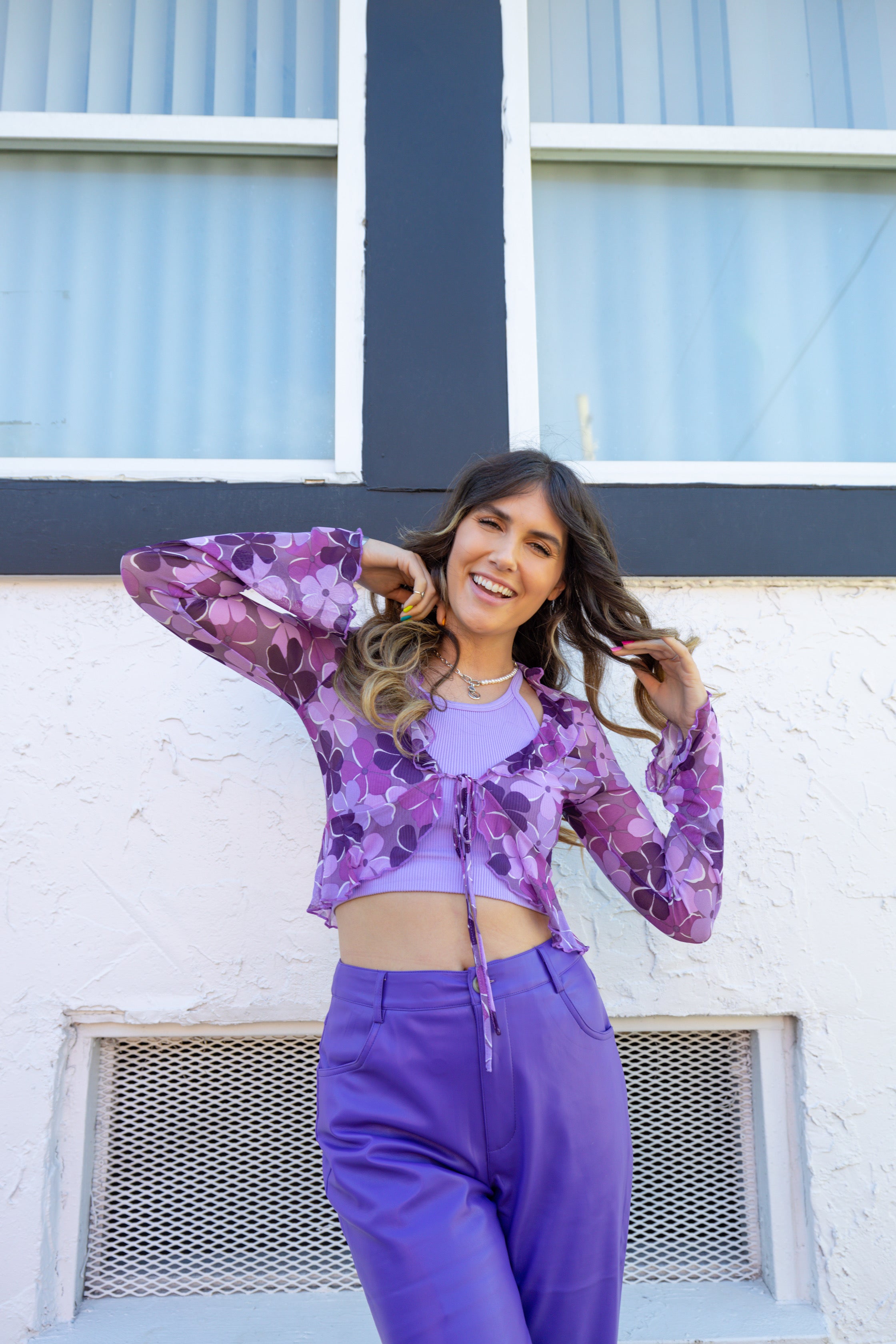 Purple Valley Longsleeve flower top (XS)
