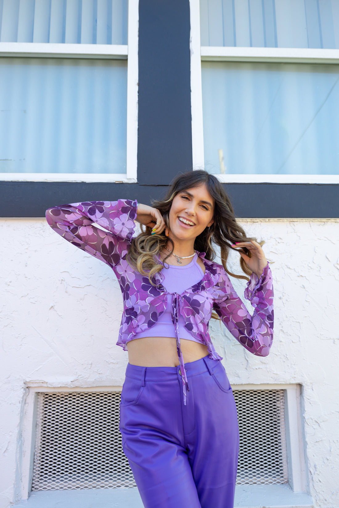 Purple Valley Longsleeve flower top (XS)