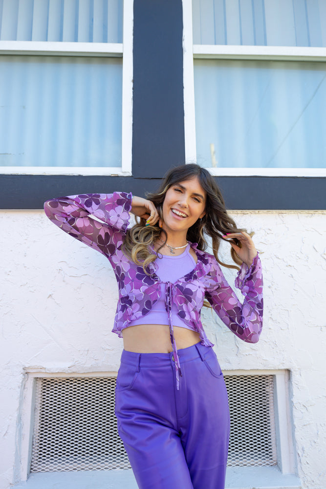 Purple Valley Longsleeve flower top (XS-L)