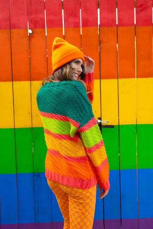 Take it All Sweater in Orange and Green