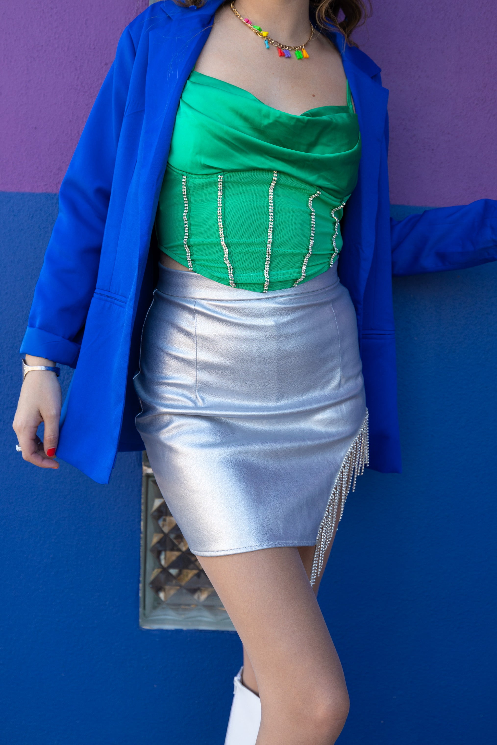 Get It Started Rhinestone Green Tank (S-L)