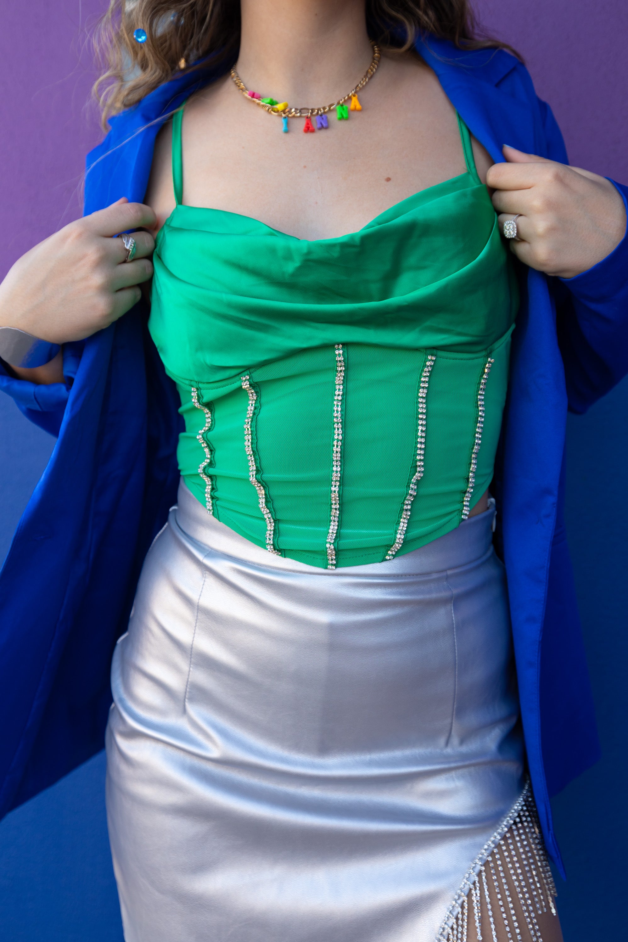 Get It Started Rhinestone Green Tank (S-L)