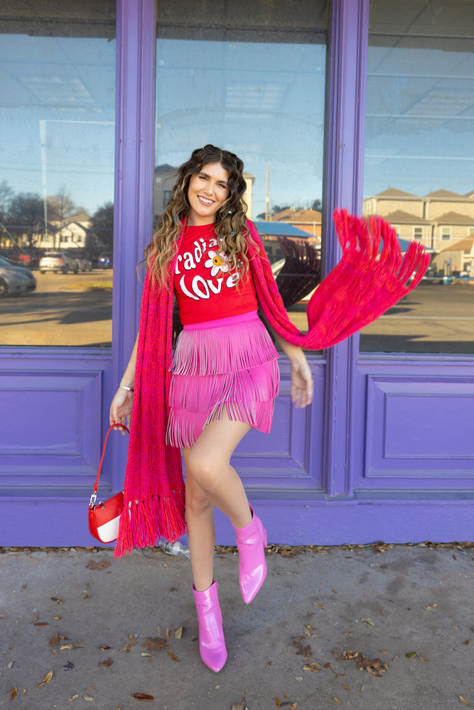 Rodeo Fringe Skirt in Pink (S-3XL)