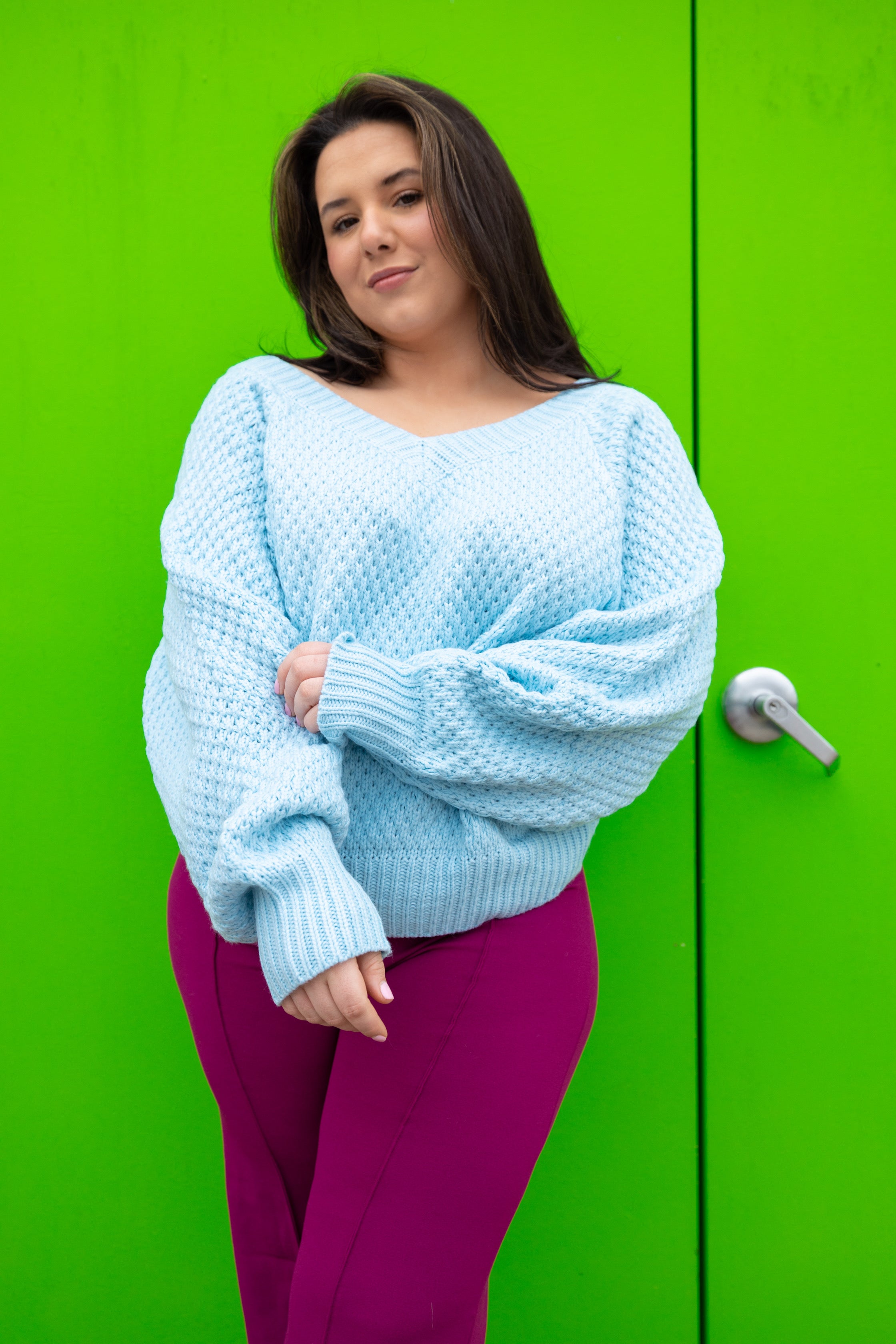 Ice Blue Cropped Sweater (Large, 2X, 3X)