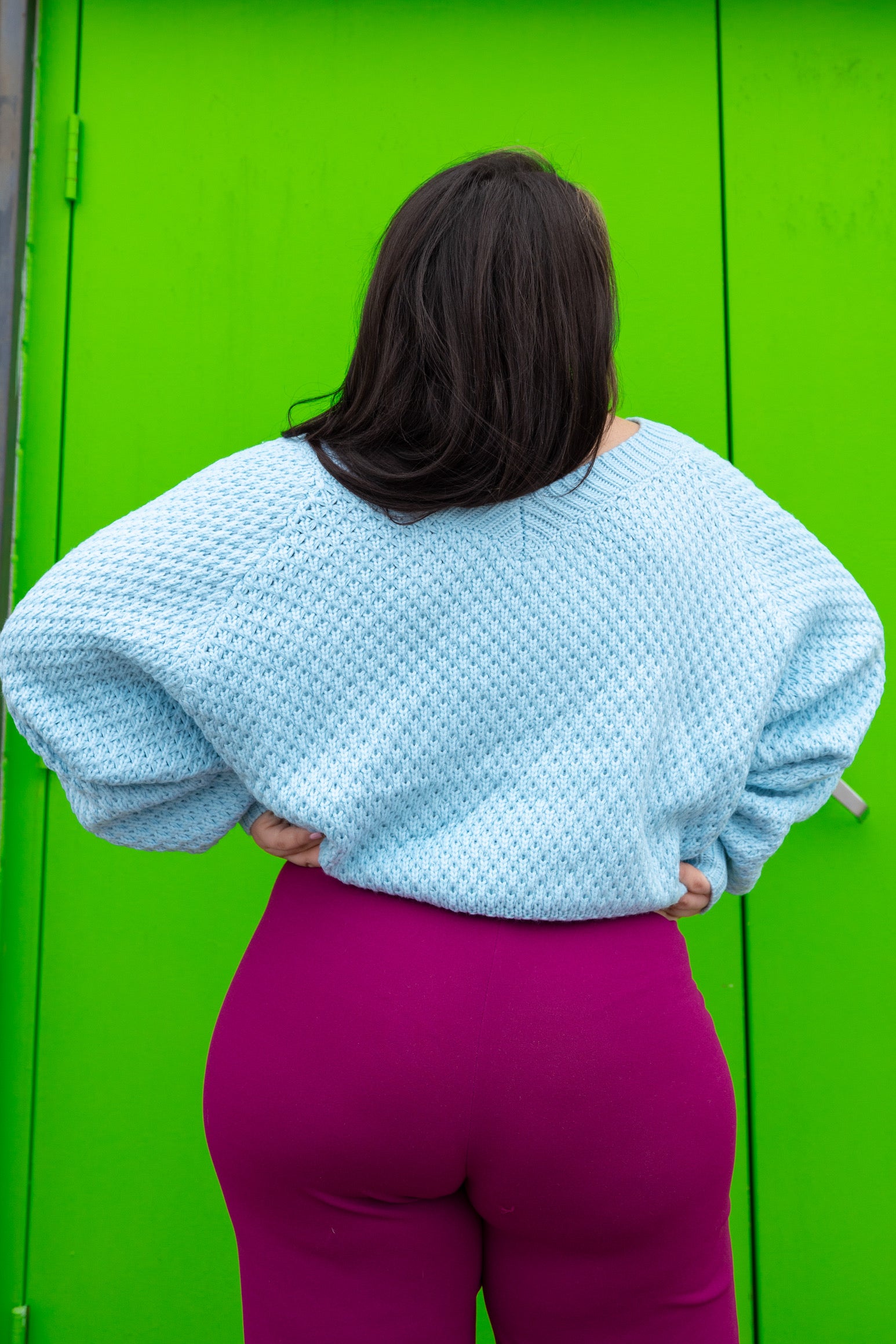 Ice Blue Cropped Sweater (Large, 2X, 3X)