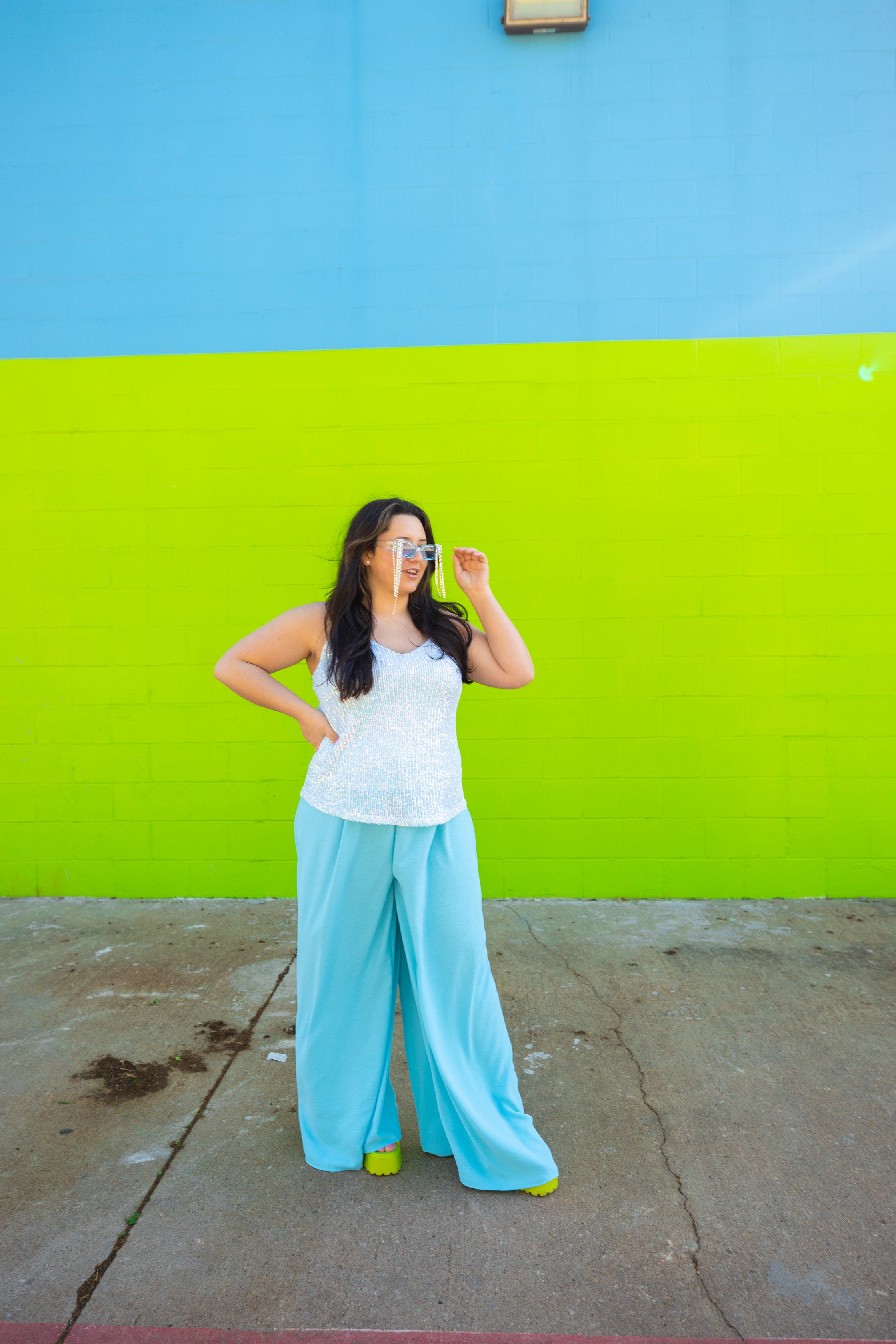 Shining for You Blue Tank (1X & 2X)