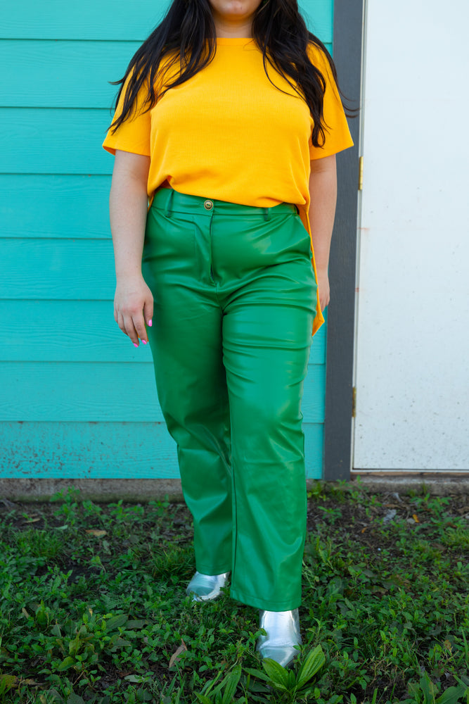 Don't Call Faux Leather Pants in Green (S-3XL)