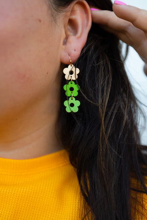 Green Flower Earrings