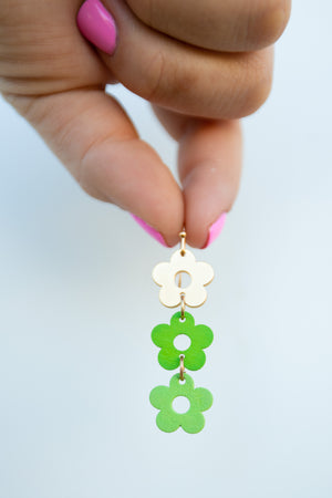 Green Flower Earrings